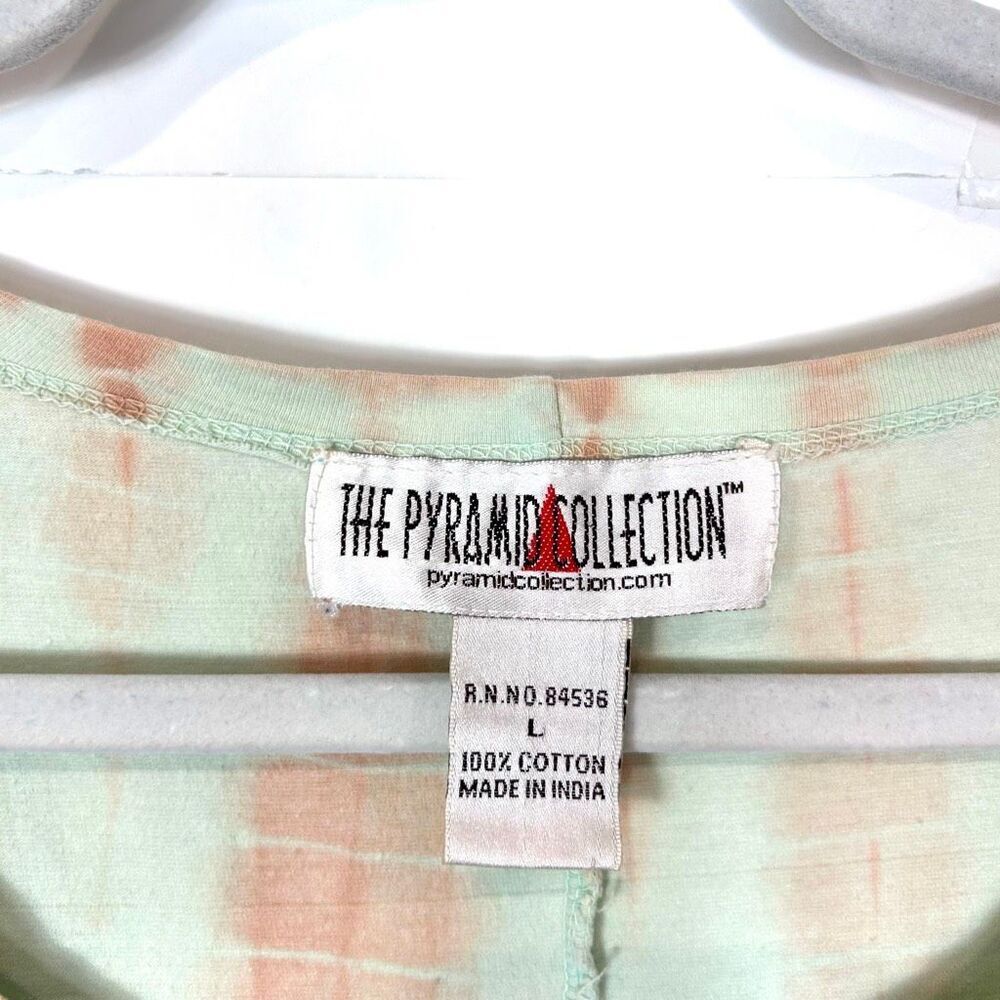 The Pyramid Collection Dress Vintage Small Peach Green Cotton Tie Dye Ombre Midi - Picture 15 of 16